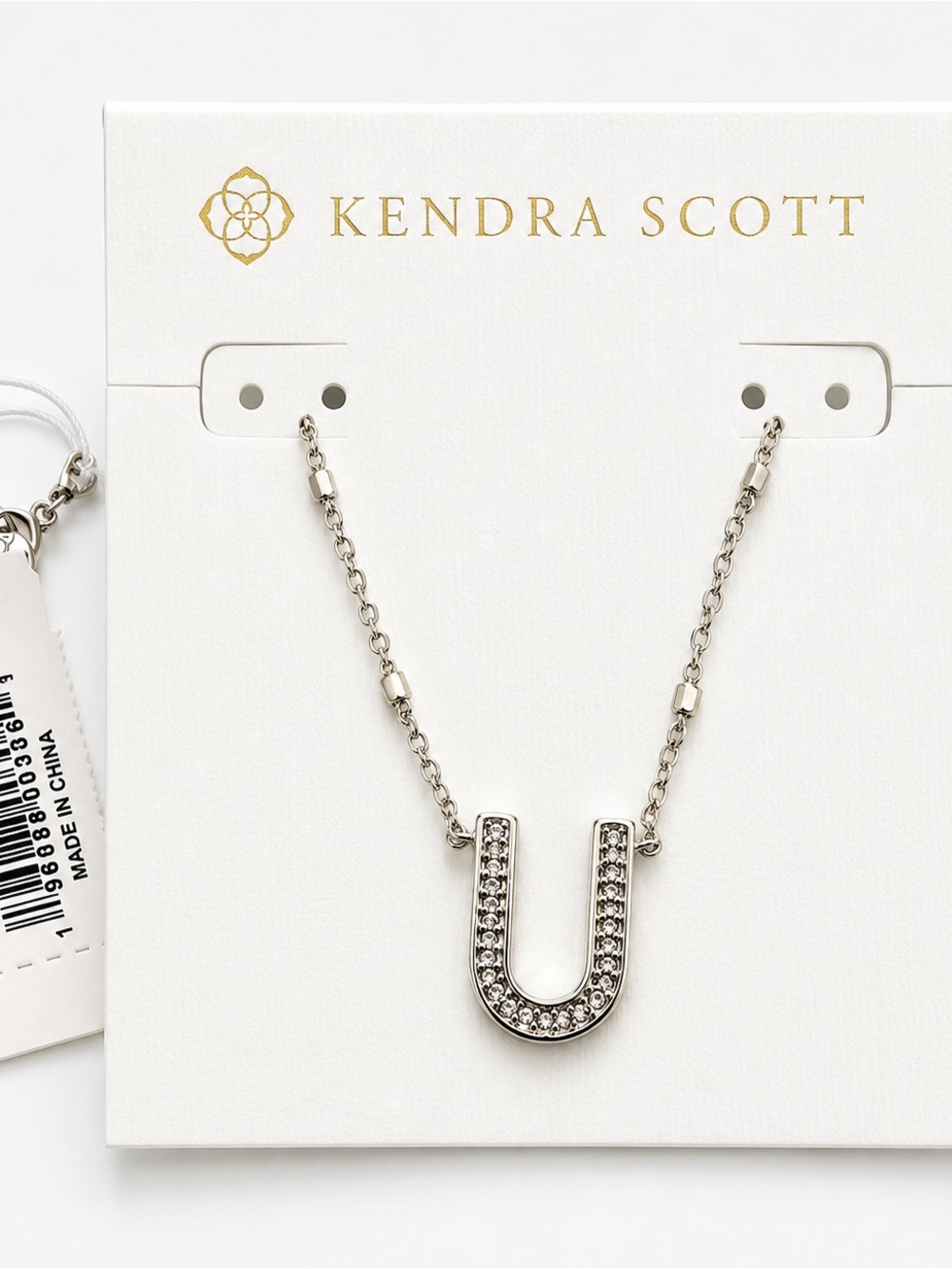 NWT Letter U Pendant Necklace in Silver